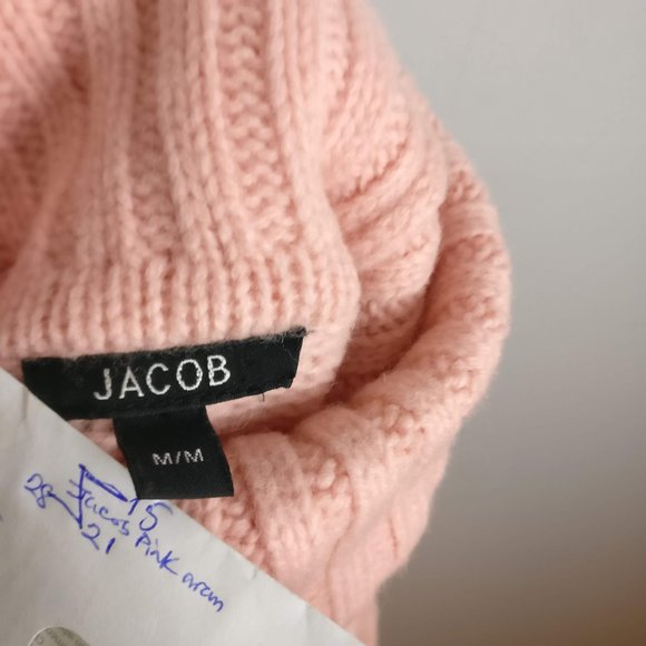 Vintage Pink Wool Sweater, 100% Pure Lambswool Turtleneck Sweater - Picture 6 of 7